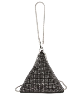 Allover Rhinestone Tetrahedron Clutch Wristlet LGZ067 BLACK